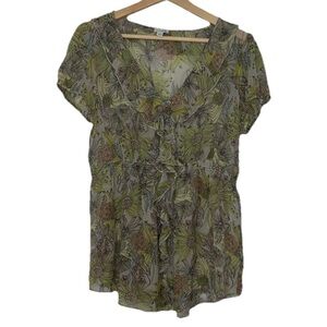 Anthropologie Odille 100% Silk Floral Blouse Sz. 10
